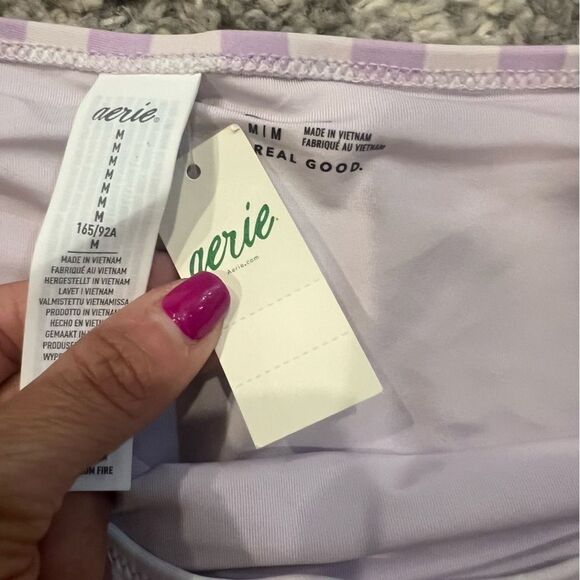 NWT Aerie purple and white gingham bikini bottom size medium women's - Picture 8 of 9